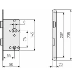 ABUS Einsteckschloss Für WC-Türen ES WC L G 55 78 20 SB -Abus Lock Geschaft einsteckschloss fuer wc tuer 1586389 czm