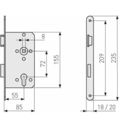 ABUS Einsteckschloss Für Wohnungsabschlusstüren ES PZ2 R G 55 72 18 SB -Abus Lock Geschaft einsteckschloss fuer wohnungstuer 1586384 czm 2