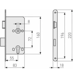 ABUS Einsteckschloss Für Wohnungsabschlusstüren ES TGL PZ L G 55 72 EK -Abus Lock Geschaft einsteckschloss fuer wohnungstuer 1586387 czm