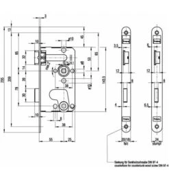 BKS Einsteckschloss, 20mm, 235mm, 55mm, Zimmertür, DIN Rechts, BAD -Abus Lock Geschaft einsteckschloss fuer zimmertuer 1535107 czm