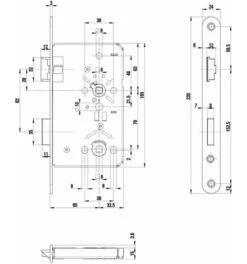 BKS Einsteckschloss, 20mm, 235mm, 60mm, Zimmertür, DIN Rechts, Klasse 3, Modell 0515, BAD -Abus Lock Geschaft einsteckschloss fuer zimmertuer 1536205 czm