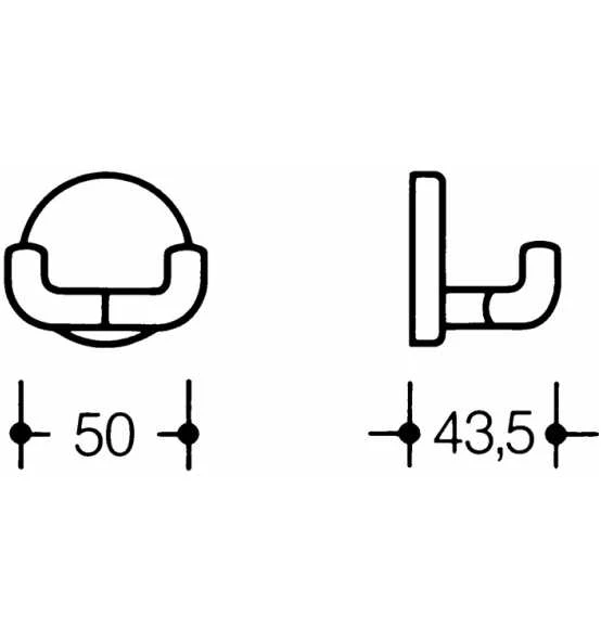 HEWI Doppelhaken 477.90B025 Dop.A.43,5mm PA 92 Grau Ma D.50mm 4 HEWI Doppelhaken 477.90B025 Dop.A.43,5mm PA 92 Grau Ma D.50mm – Bild 2