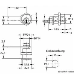 JuNie Zyl.-Hebelschl.Nr. 2987 Vern. MS M19 (2) 6 JuNie Zyl.-Hebelschl.Nr. 2987 Vern. MS M19 (2) -Abus Lock Geschaft moebelschloss 371529 czm 1