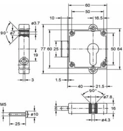 JuNie Riegelschloss Dorn 40 Mm PZ -Abus Lock Geschaft moebelschloss 371576 czm