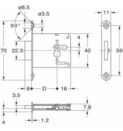 JuNie Möbeleinsteckschloss 1732:25 Mm Links -Abus Lock Geschaft moebelschloss 562919 czm 5