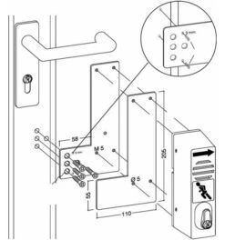 Montagepl.901-/ 991 470 Mont.an GLT Schwenk-Türwächter DIN L/R L175xB110mm GFS -Abus Lock Geschaft montageplatte 1535071 czm