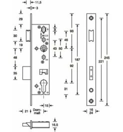 RR-Einsteckschl.PZW 24/35/92/8mm DIN L/R STA Ma Chroma. -Abus Lock Geschaft rohrrahmenschloss 1536212 czm