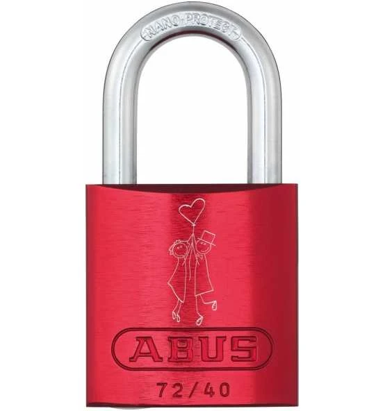 ABUS Vorhangschloss Aluminium 72/40 Rot Love Lock 1 Lock-Tag 3 ABUS Vorhangschloss Aluminium 72/40 Rot Love Lock 1 Lock-Tag