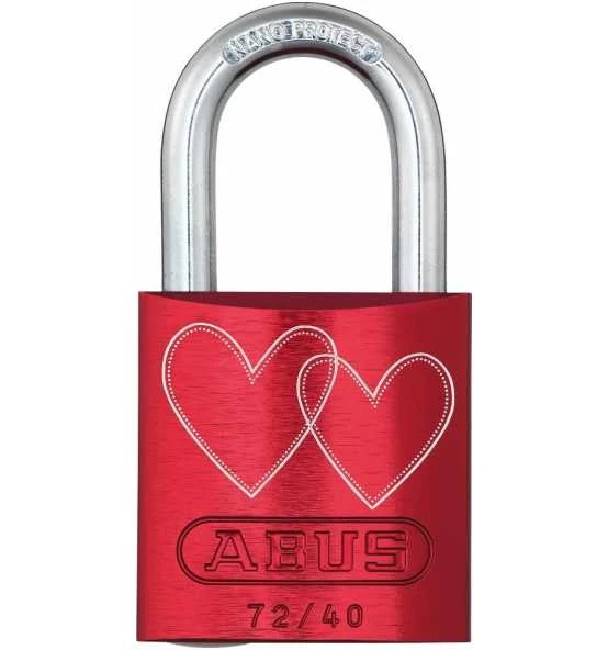 ABUS Vorhangschloss Aluminium 72/40 Rot Love Lock 4 Lock-Tag 3 ABUS Vorhangschloss Aluminium 72/40 Rot Love Lock 4 Lock-Tag