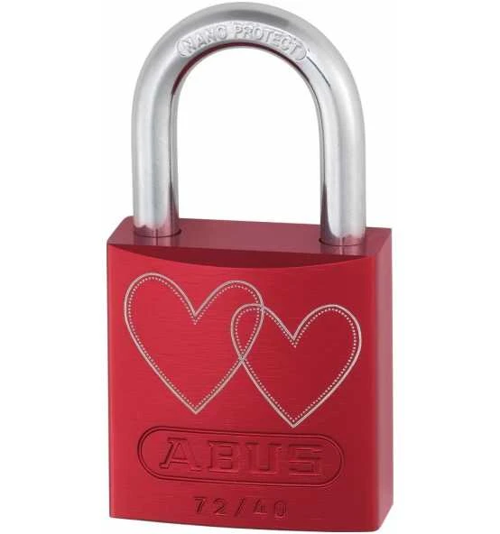 ABUS Vorhangschloss Aluminium 72/40 Rot Love Lock 4 Lock-Tag 4 ABUS Vorhangschloss Aluminium 72/40 Rot Love Lock 4 Lock-Tag – Bild 2