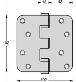 INTERSTEEL Kugellagertürscharnier VA Rd 102x102mm DIN L/R Ma Ausziehb.Stift -Abus Lock Geschaft scharnier 1535542 czm