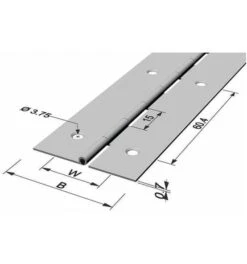 Stangenscharnier B.offen 32mm S.0,7mm 35000mm Fe Vern.P & G