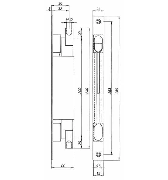 DENI Kantriegel 9221 Stulpl.285mm Stulp-B.22mm STA Verz.Hub 20mm 4 DENI Kantriegel 9221 Stulpl.285mm Stulp-B.22mm STA Verz.Hub 20mm – Bild 2