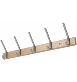 Wandgarderobe Holzprofil Buche 5 Hut-/5 Mantelh.L.700mm Hakenabstand 150mm