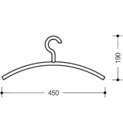 HEWI Kleiderb.570.1B 90 Ku.90 Tiefschwarz Ma B.450mm H.190mm -Abus Lock Geschaft weitere moebelzierbeschlaege 1534800 czm 1