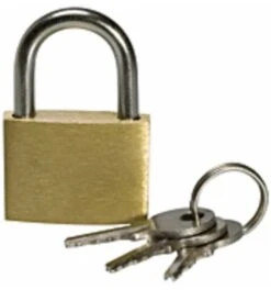 Riegler Vorhängeschloss Messing 50 Mm, Bügel-Ø 6 Mm, Inkl. 3 Schlüssel